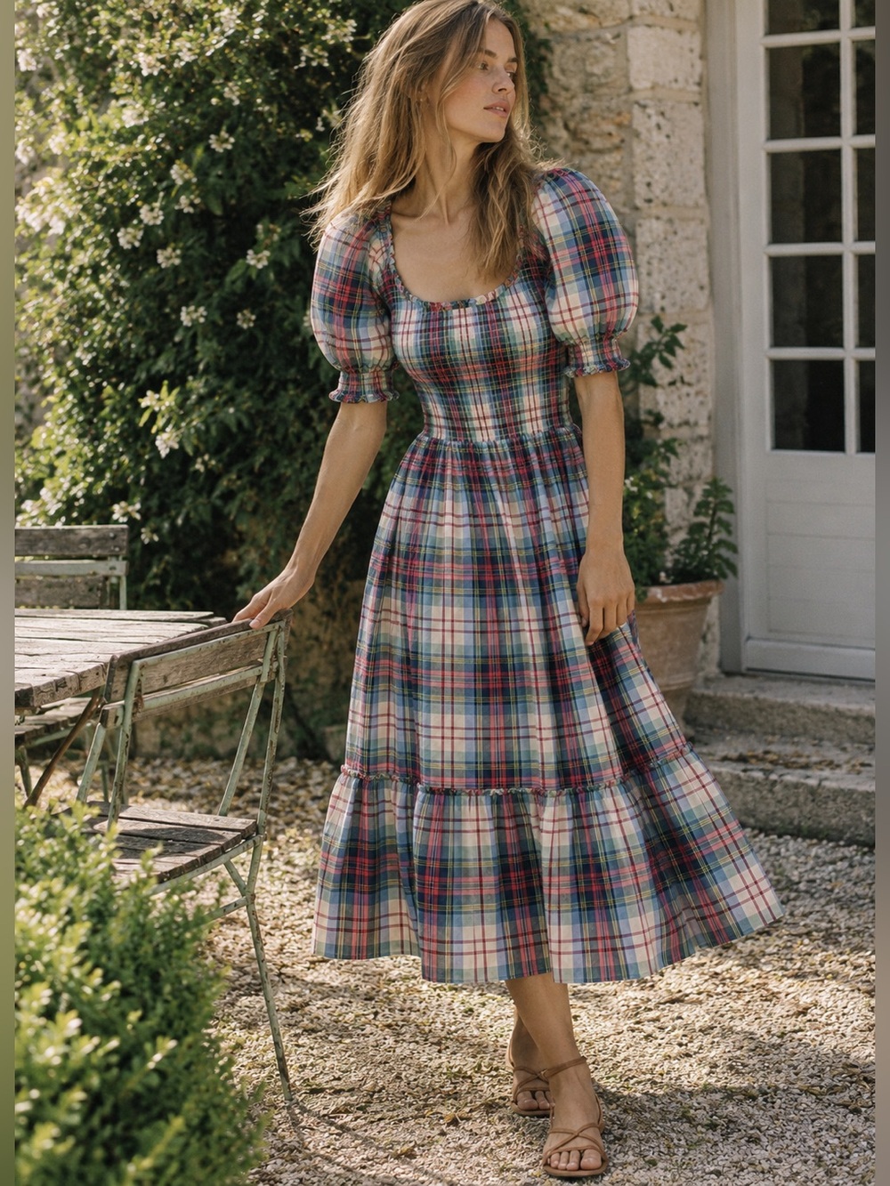 Hill House Home The Ellie Nap Dress - Cherry Tartan Plaid Midi Dress-XS